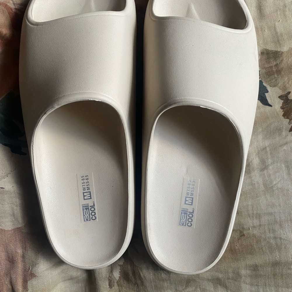 White Slide Sandals
